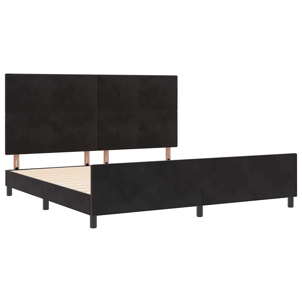 Box spring seng med hovedgærde Sort 200 x 200 cm Fløjl