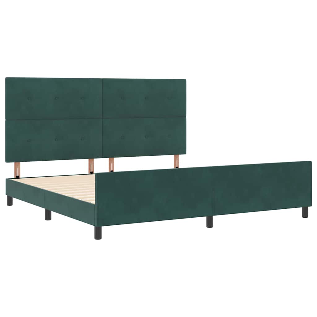 Box spring seng med hovedgærde Mørkegrøn 200 x 200 cm Fløjl