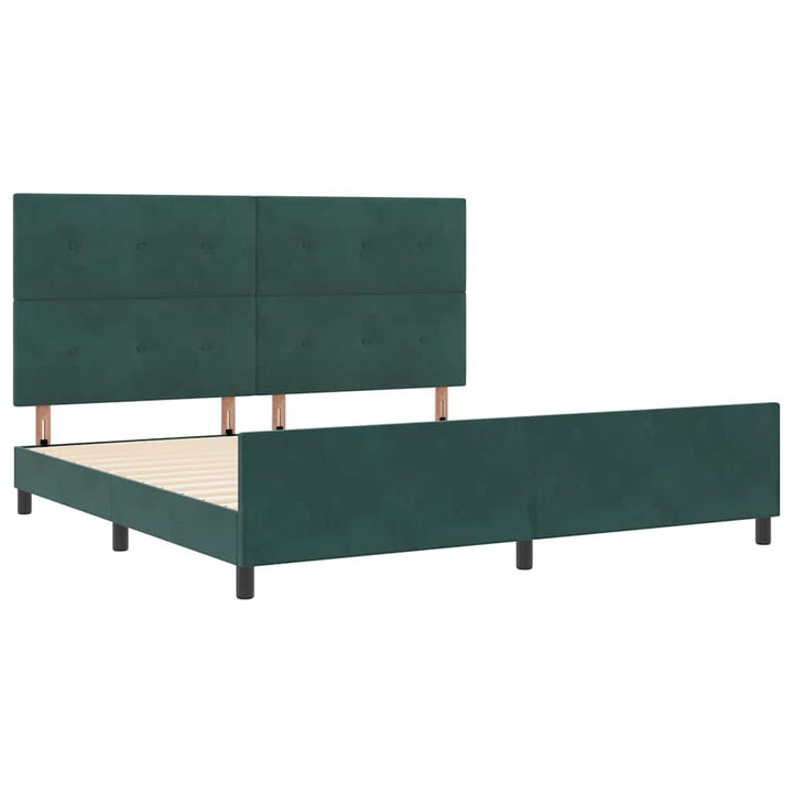 Box spring seng med hovedgærde Mørkegrøn 200 x 200 cm Fløjl