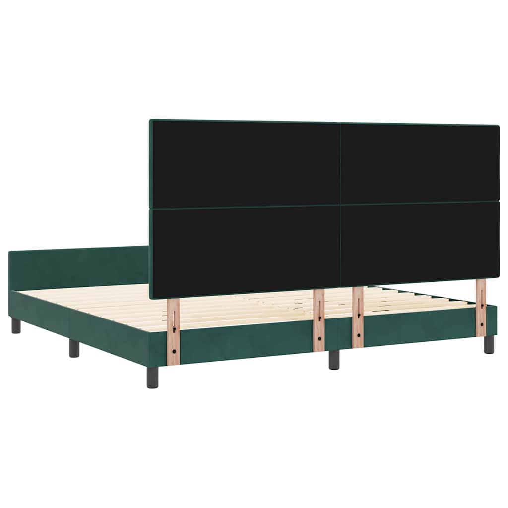Box spring seng med hovedgærde Mørkegrøn 200 x 200 cm Fløjl