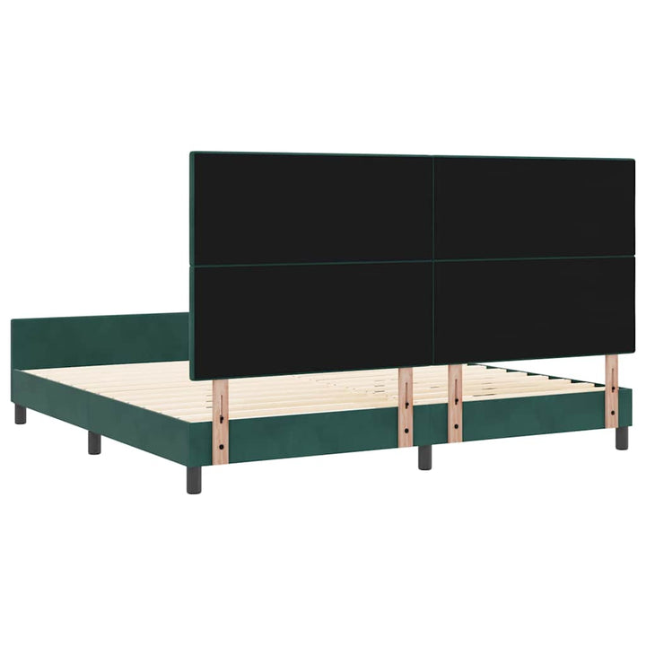 Box spring seng med hovedgærde Mørkegrøn 200 x 200 cm Fløjl