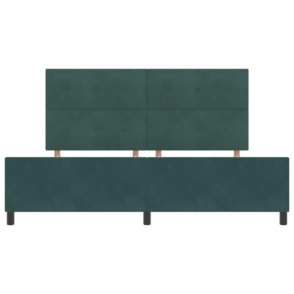 Box spring seng med hovedgærde Mørkegrøn 200 x 200 cm Fløjl