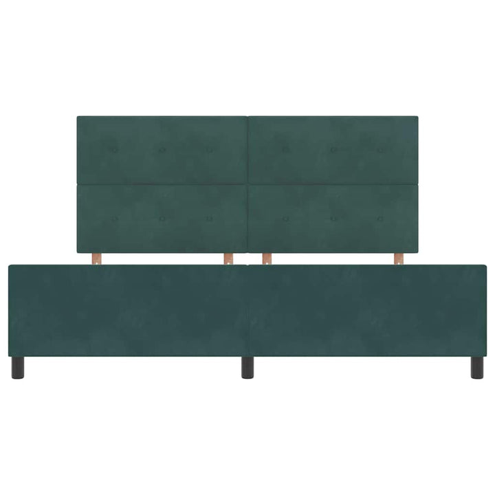 Box spring seng med hovedgærde Mørkegrøn 200 x 200 cm Fløjl