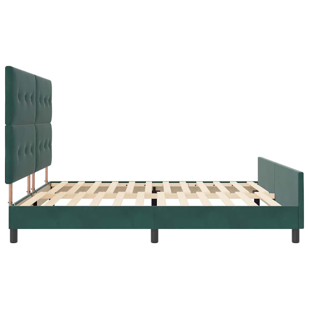 Box spring seng med hovedgærde Mørkegrøn 200 x 200 cm Fløjl