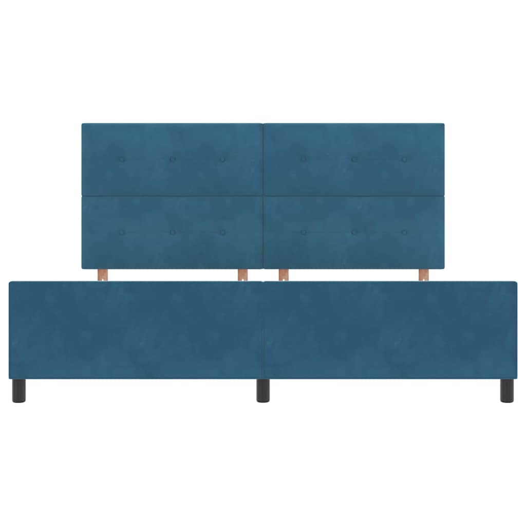 Box spring seng med hovedgærde Mørk blå 200 x 200 cm Fløjl