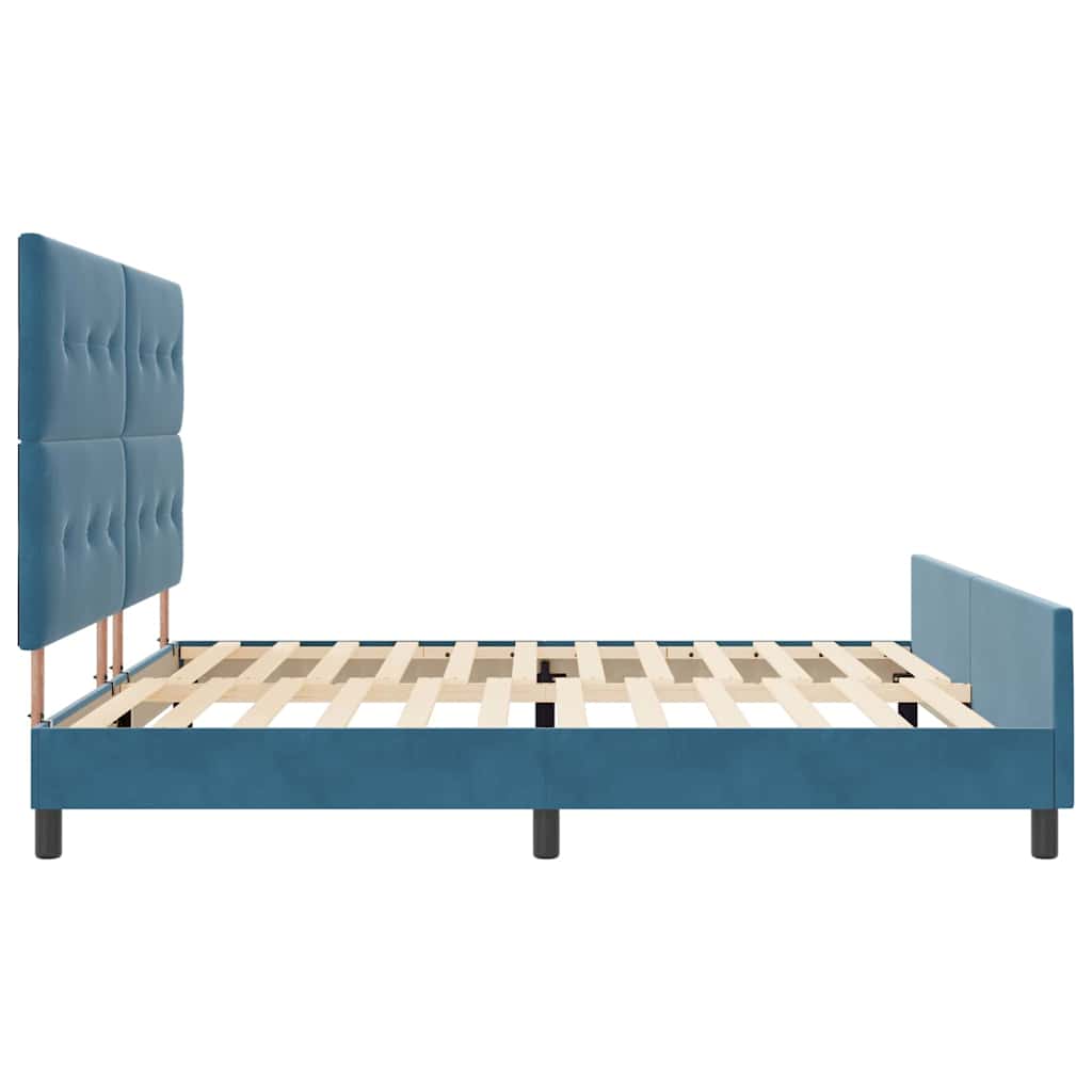 Box spring seng med hovedgærde Mørk blå 200 x 200 cm Fløjl