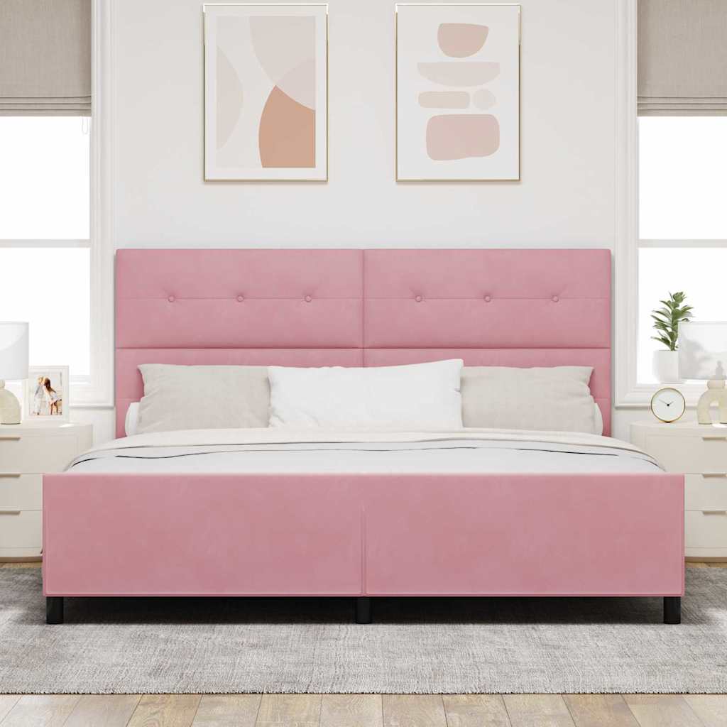 Box spring seng med hovedgærde Lyserød 200 x 200 cm Fløjl