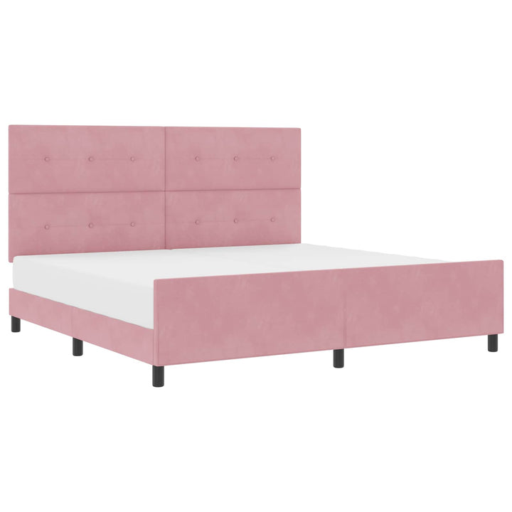 Box spring seng med hovedgærde Lyserød 200 x 200 cm Fløjl