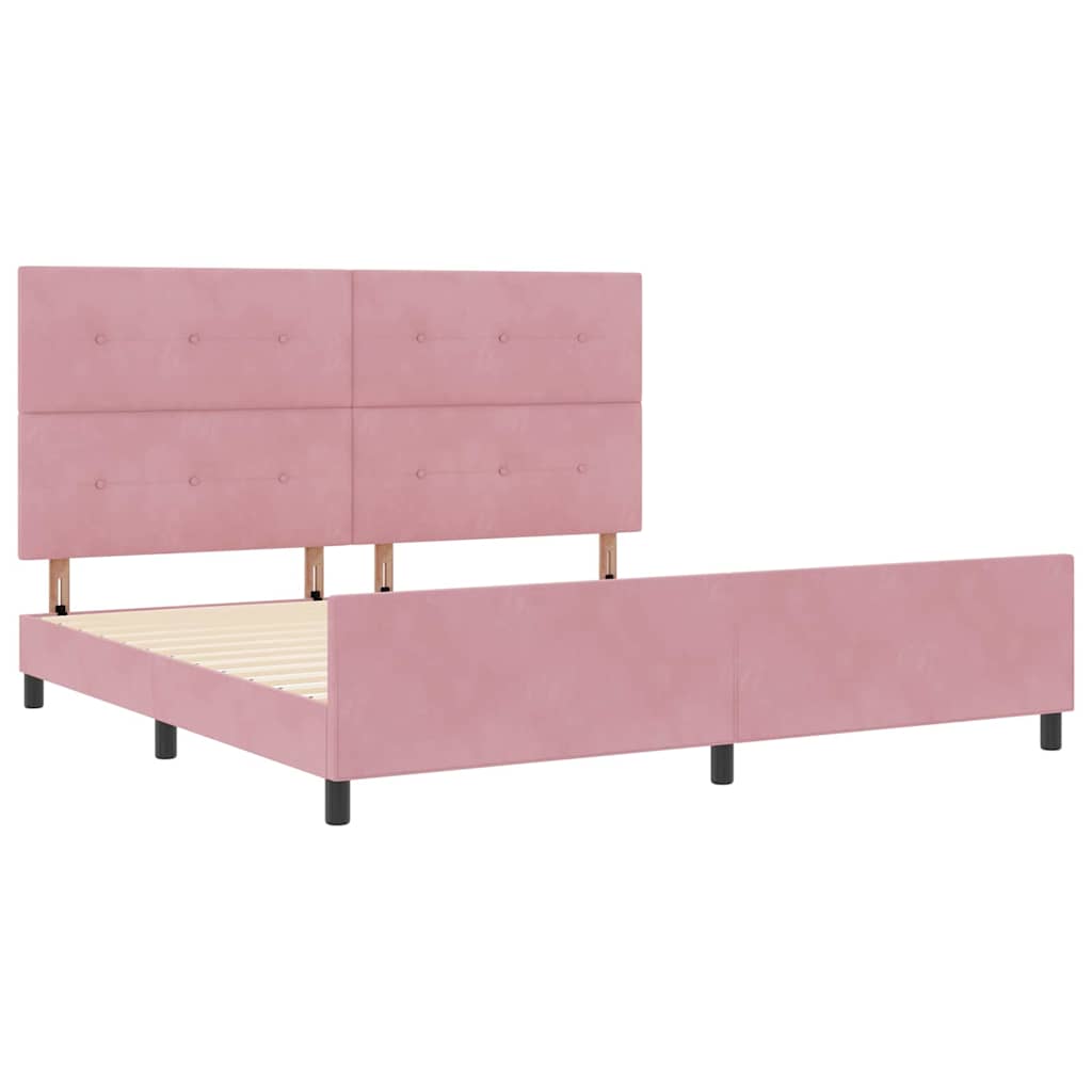 Box spring seng med hovedgærde Lyserød 200 x 200 cm Fløjl