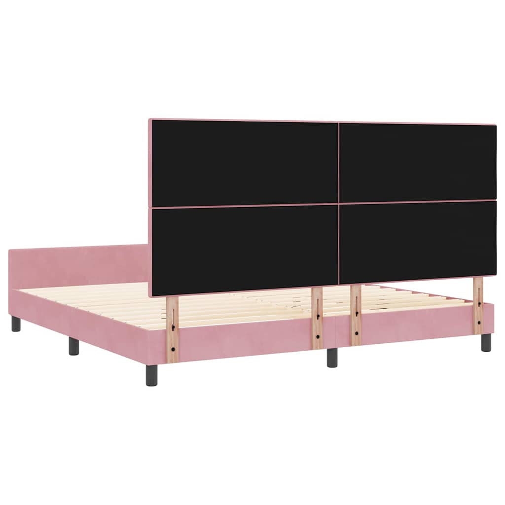 Box spring seng med hovedgærde Lyserød 200 x 200 cm Fløjl