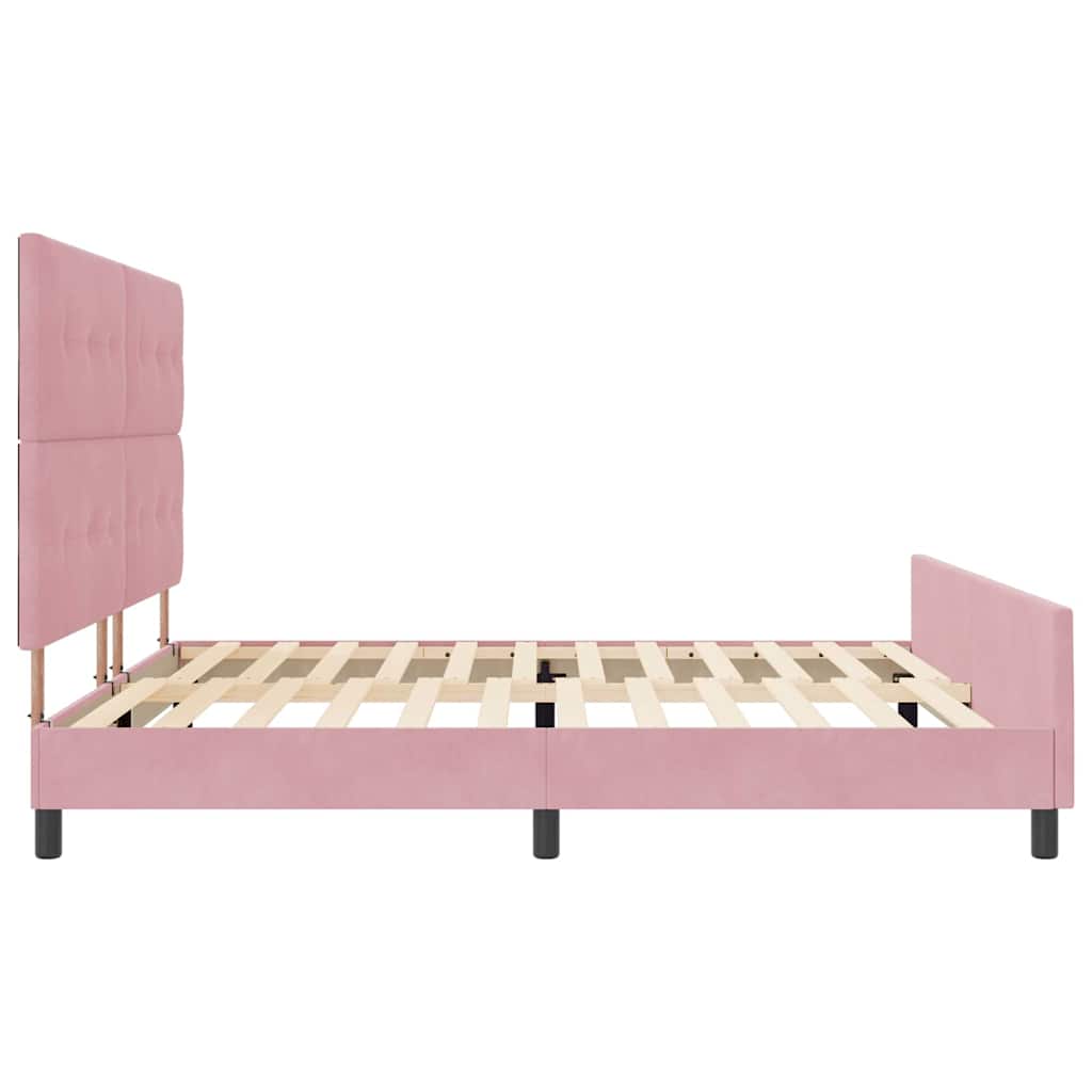 Box spring seng med hovedgærde Lyserød 200 x 200 cm Fløjl