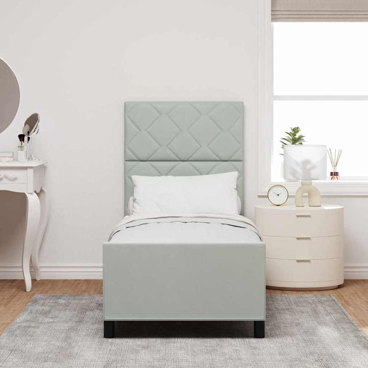 Box spring seng med hovedgærde Lysegrå 80 x 200 cm Fløjl