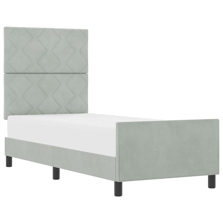 Box spring seng med hovedgærde Lysegrå 80 x 200 cm Fløjl