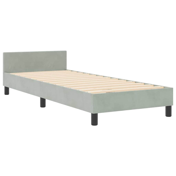 Box spring seng med hovedgærde Lysegrå 80 x 200 cm Fløjl