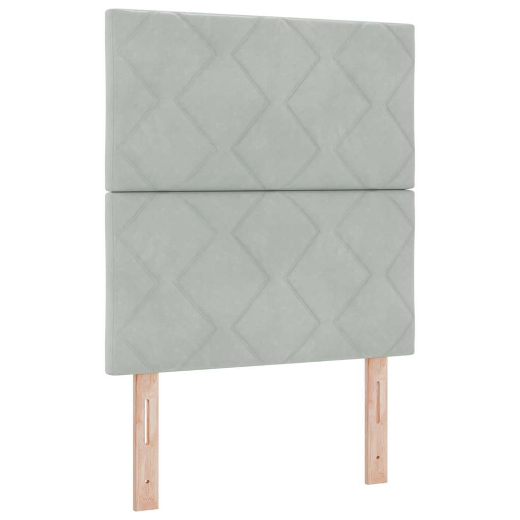 Box spring seng med hovedgærde Lysegrå 80 x 200 cm Fløjl