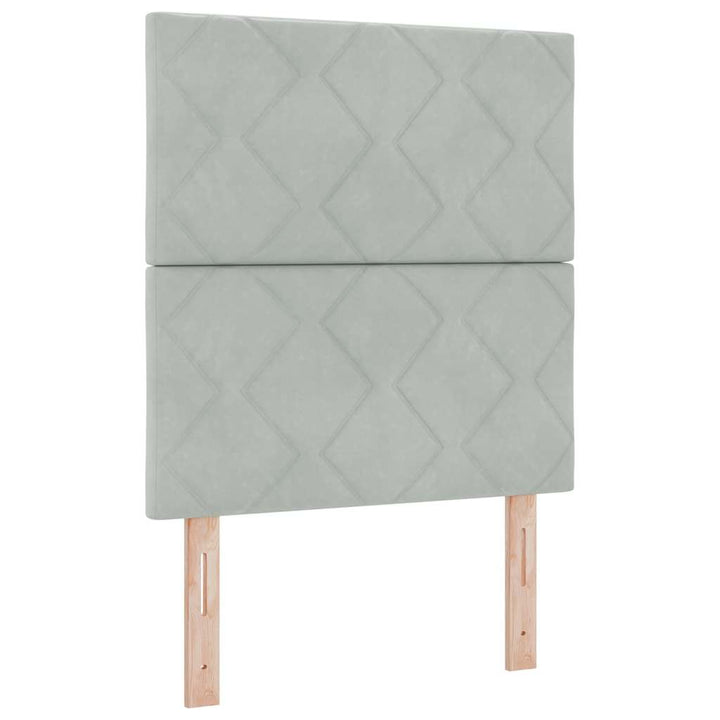 Box spring seng med hovedgærde Lysegrå 80 x 200 cm Fløjl