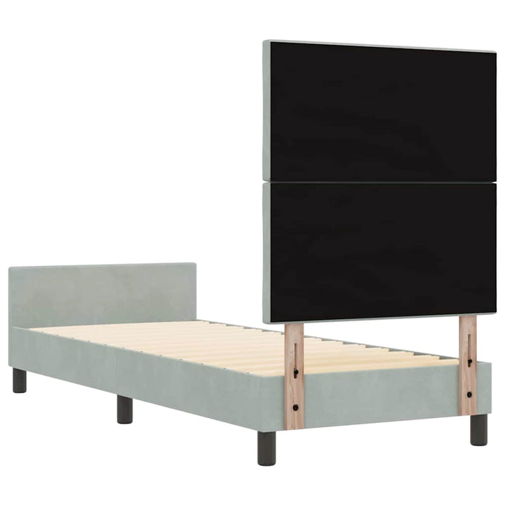 Box spring seng med hovedgærde Lysegrå 80 x 200 cm Fløjl