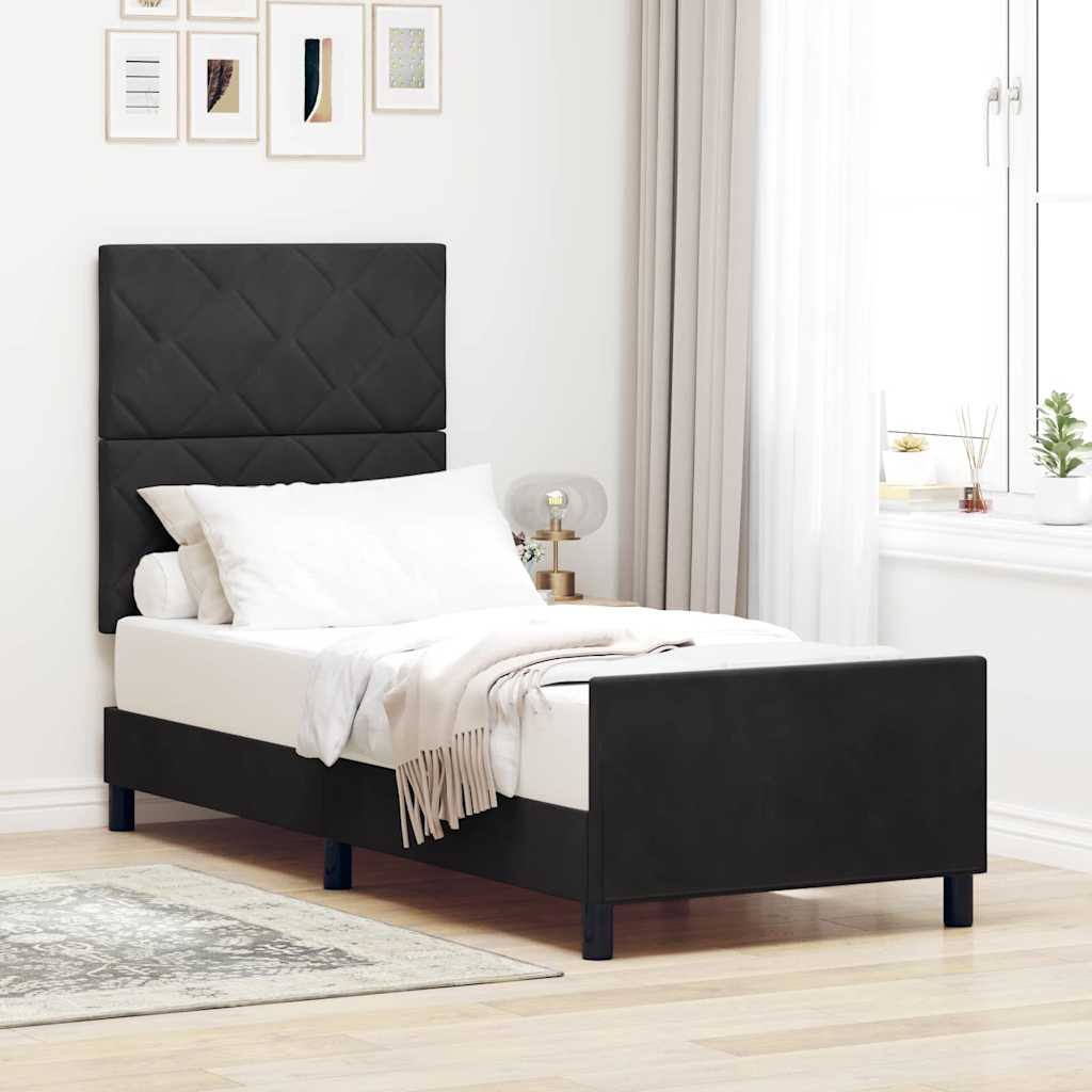 Box spring seng med hovedgærde Sort 80 x 200 cm Fløjl