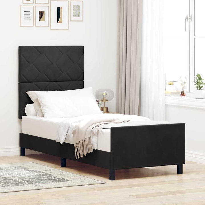 Box spring seng med hovedgærde Sort 80 x 200 cm Fløjl