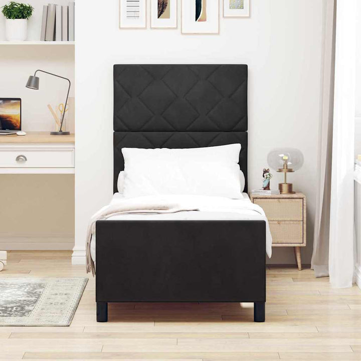 Box spring seng med hovedgærde Sort 80 x 200 cm Fløjl
