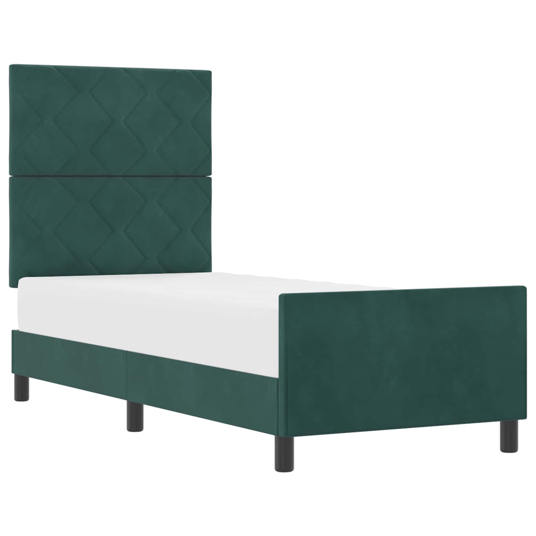 Box spring seng med hovedgærde Mørkegrøn 80 x 200 cm Fløjl