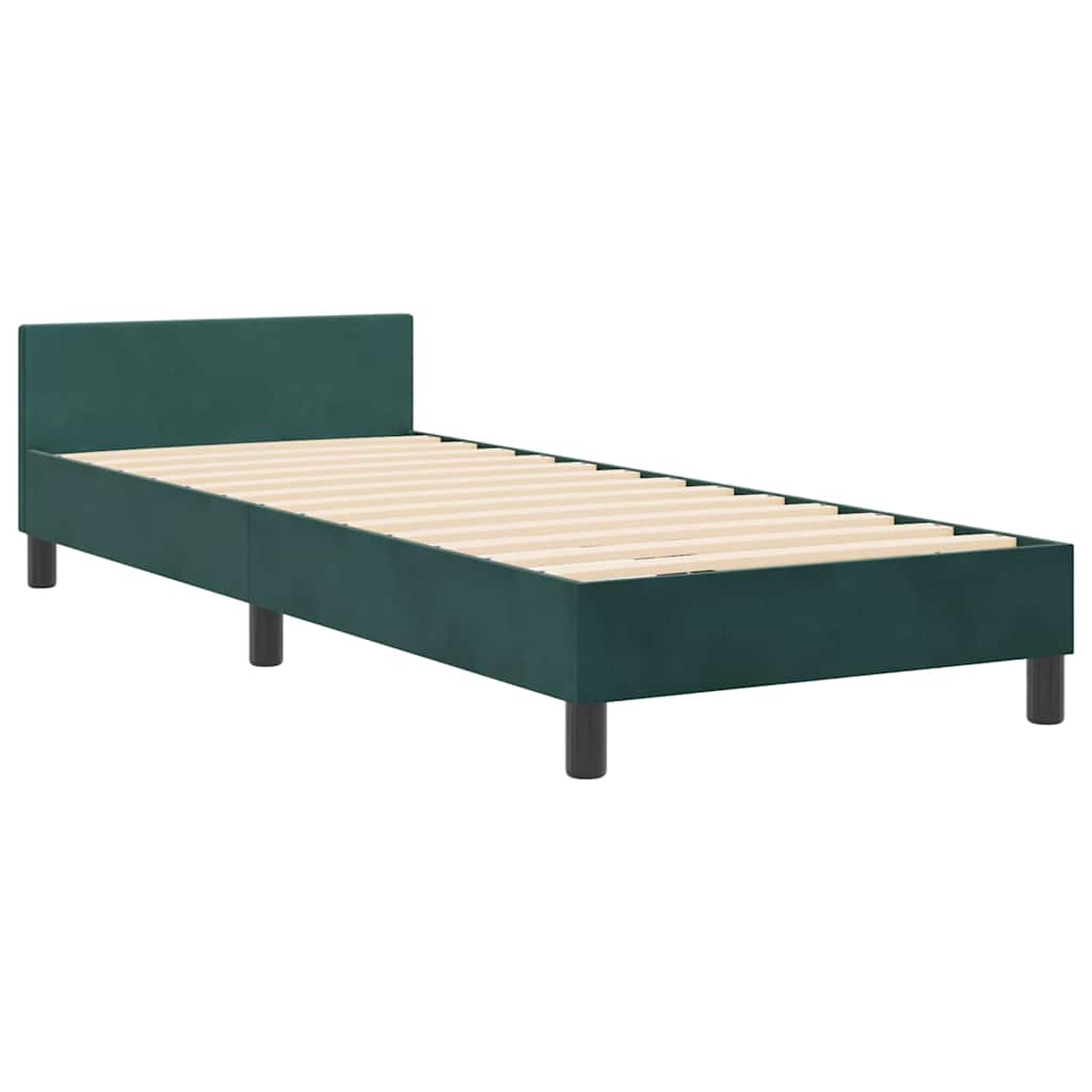 Box spring seng med hovedgærde Mørkegrøn 80 x 200 cm Fløjl