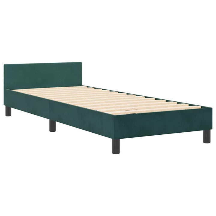 Box spring seng med hovedgærde Mørkegrøn 80 x 200 cm Fløjl
