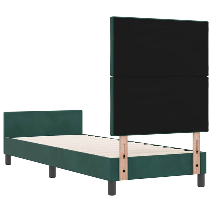 Box spring seng med hovedgærde Mørkegrøn 80 x 200 cm Fløjl