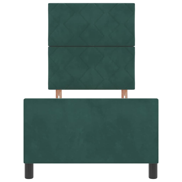 Box spring seng med hovedgærde Mørkegrøn 80 x 200 cm Fløjl
