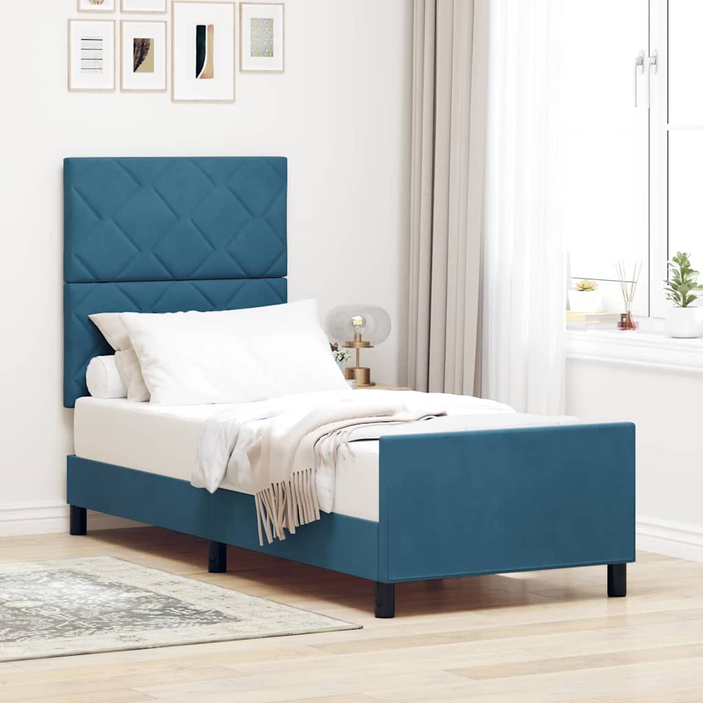 Box spring seng med hovedgærde Mørk blå 80 x 200 cm Fløjl