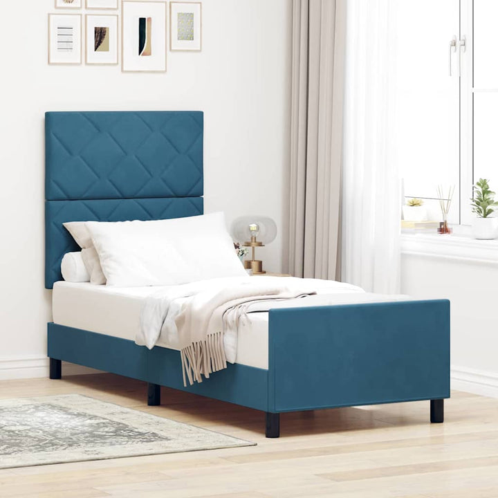 Box spring seng med hovedgærde Mørk blå 80 x 200 cm Fløjl