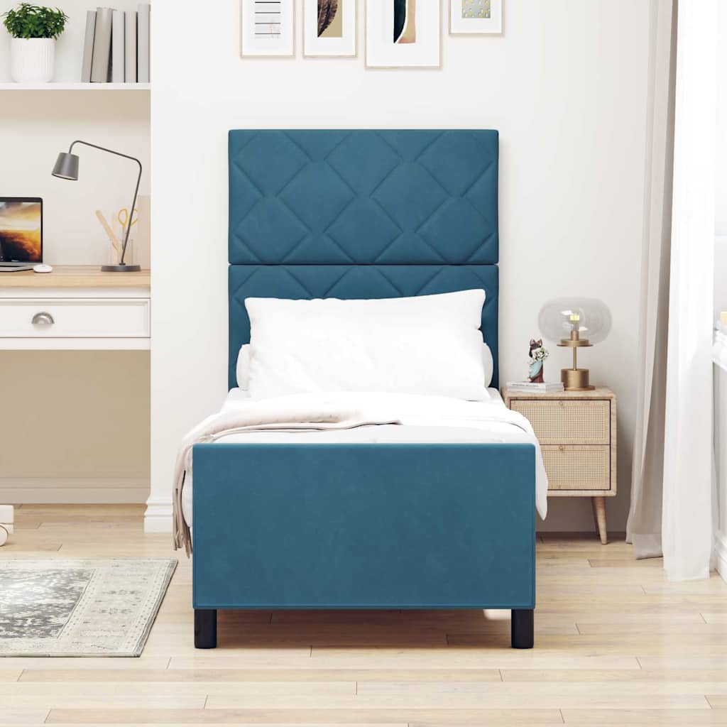 Box spring seng med hovedgærde Mørk blå 80 x 200 cm Fløjl