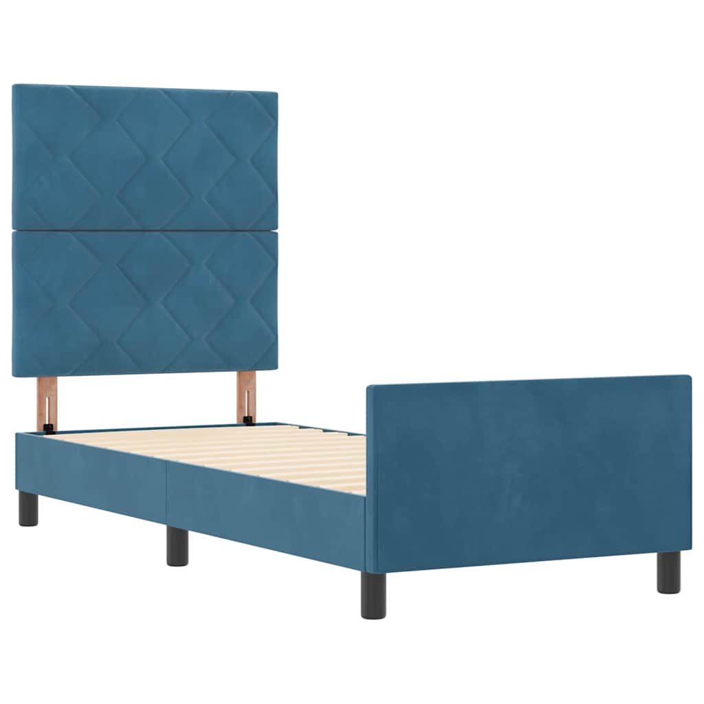 Box spring seng med hovedgærde Mørk blå 80 x 200 cm Fløjl