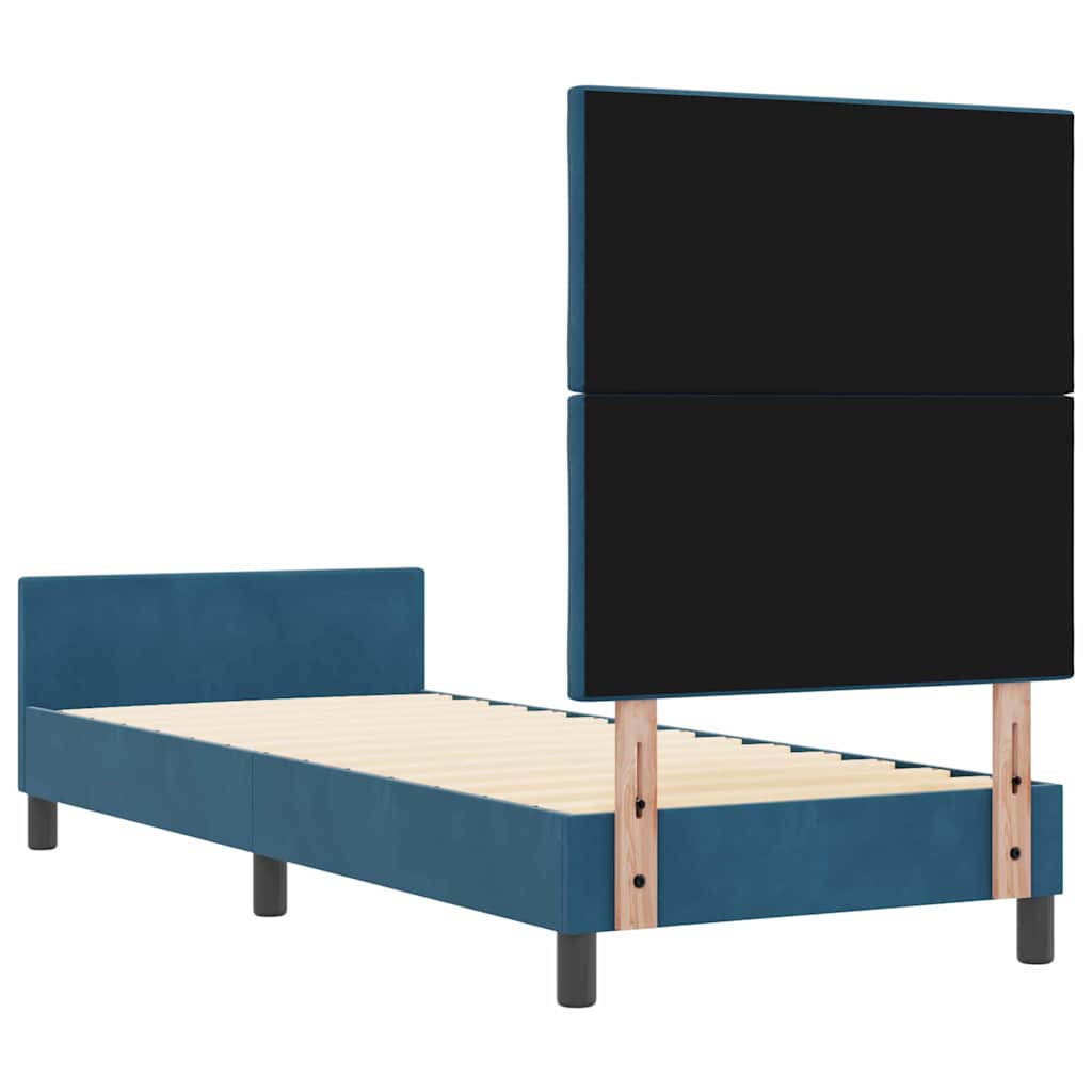 Box spring seng med hovedgærde Mørk blå 80 x 200 cm Fløjl