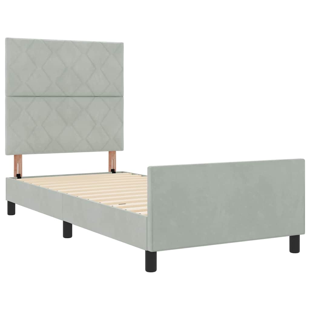 Box spring seng med hovedgærde Lysegrå 90 x 190 cm Fløjl
