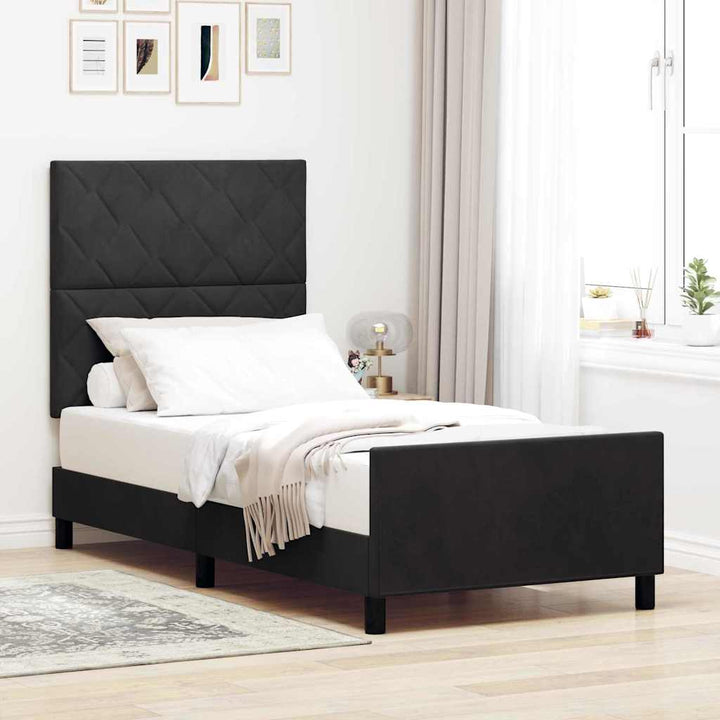 Box spring seng med hovedgærde Sort 90 x 190 cm Fløjl