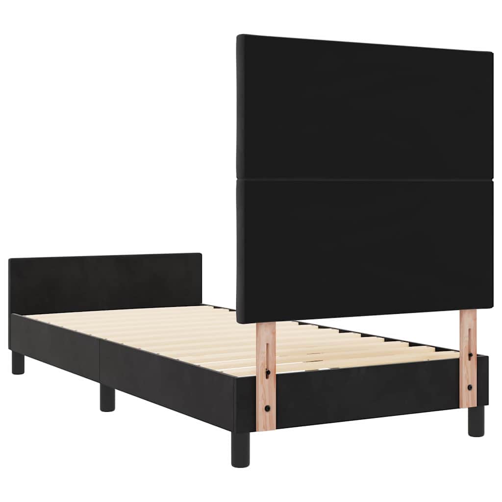 Box spring seng med hovedgærde Sort 90 x 190 cm Fløjl