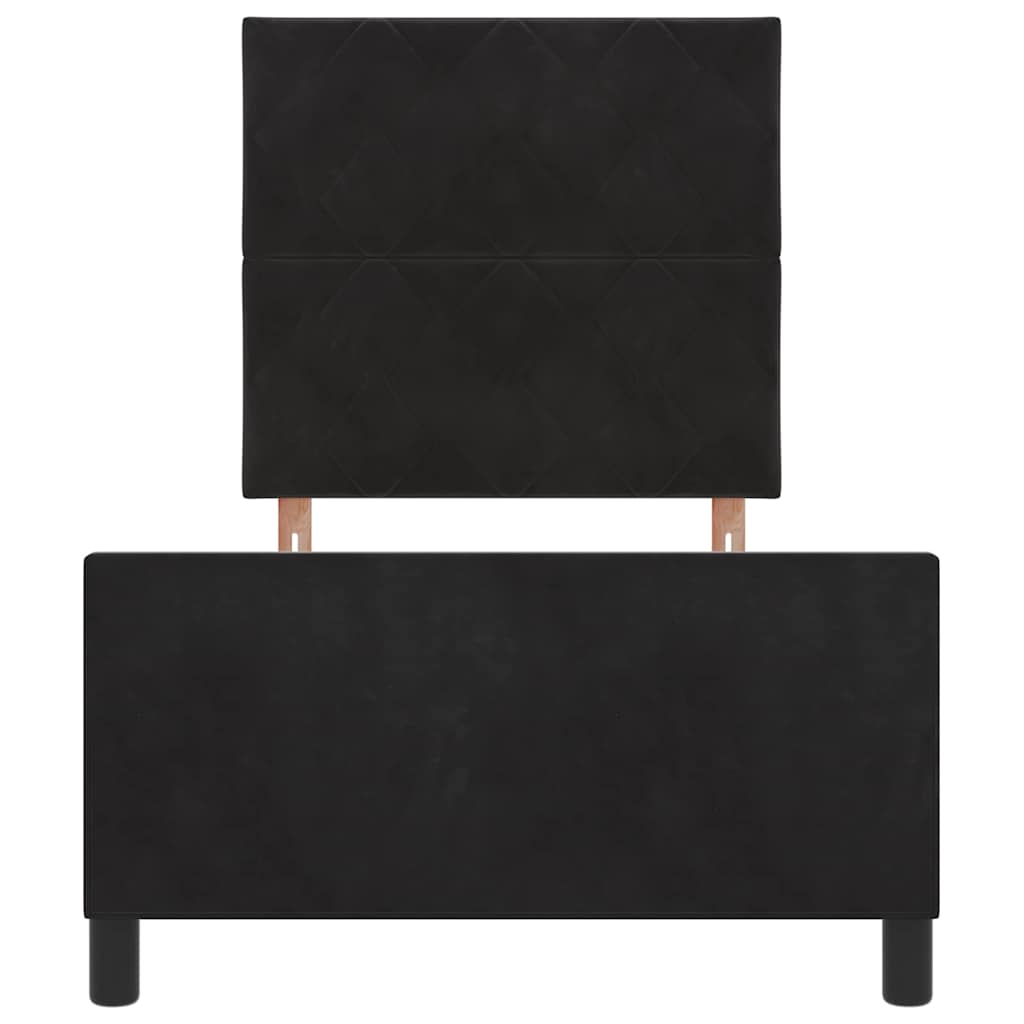 Box spring seng med hovedgærde Sort 90 x 190 cm Fløjl