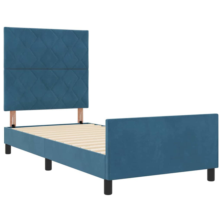 Box spring seng med hovedgærde Mørk blå 90 x 190 cm Fløjl