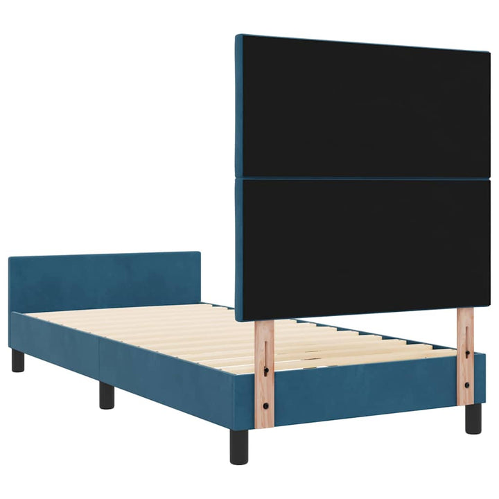 Box spring seng med hovedgærde Mørk blå 90 x 190 cm Fløjl