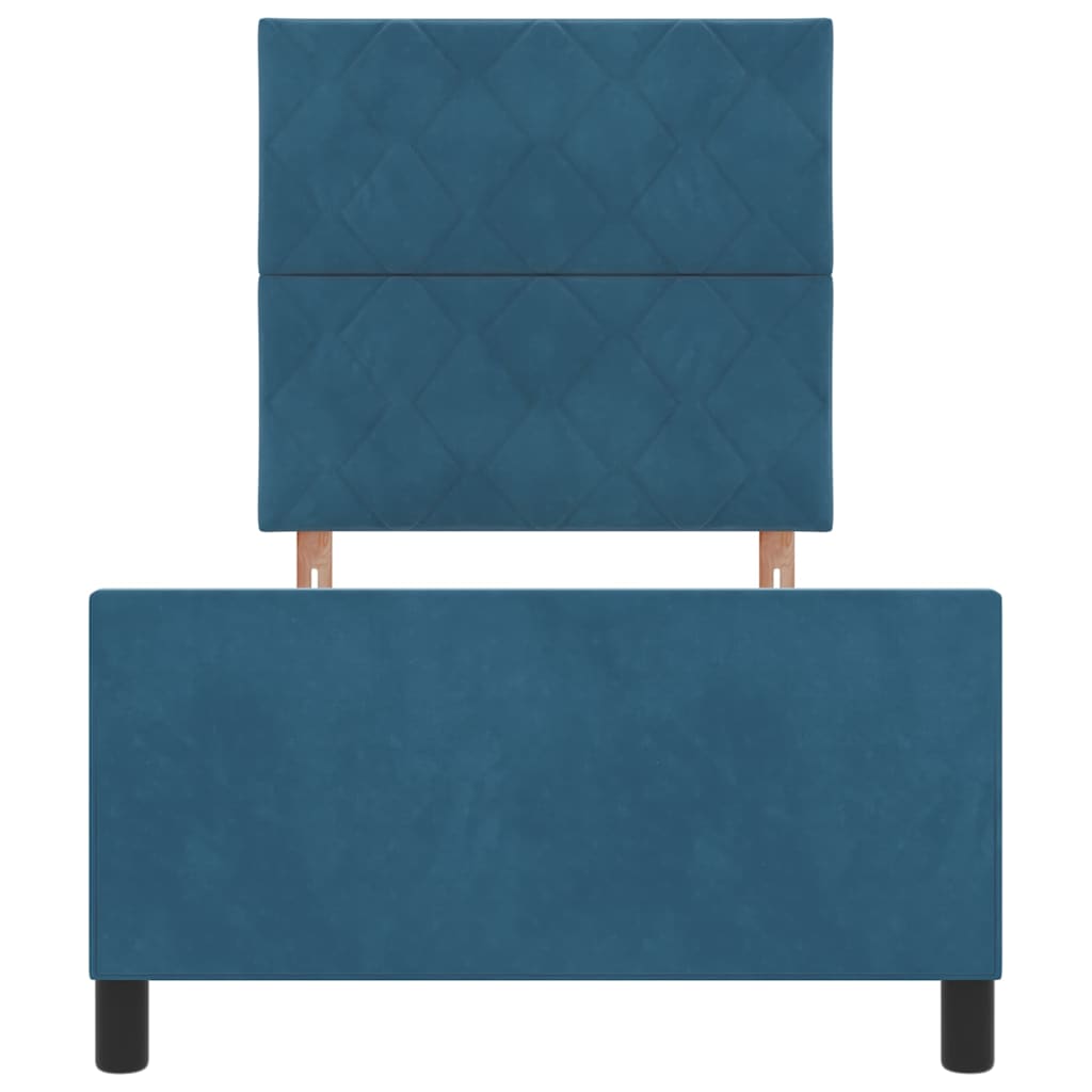 Box spring seng med hovedgærde Mørk blå 90 x 190 cm Fløjl