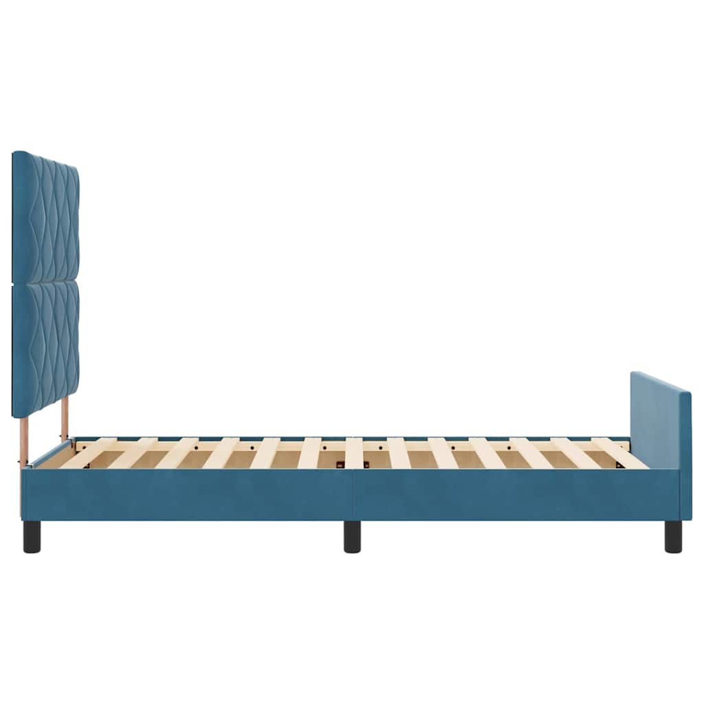 Box spring seng med hovedgærde Mørk blå 90 x 190 cm Fløjl