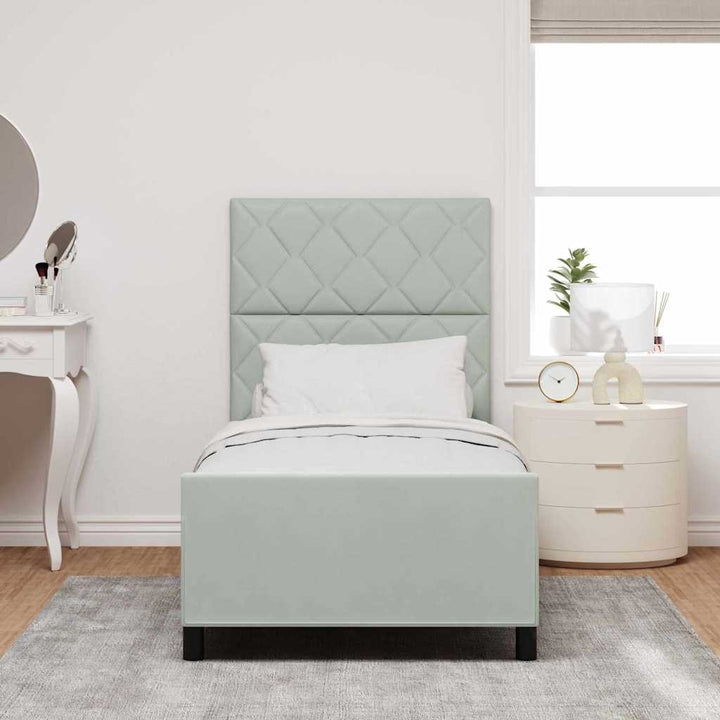 Box spring seng med hovedgærde Lysegrå 90 x 200 cm Fløjl