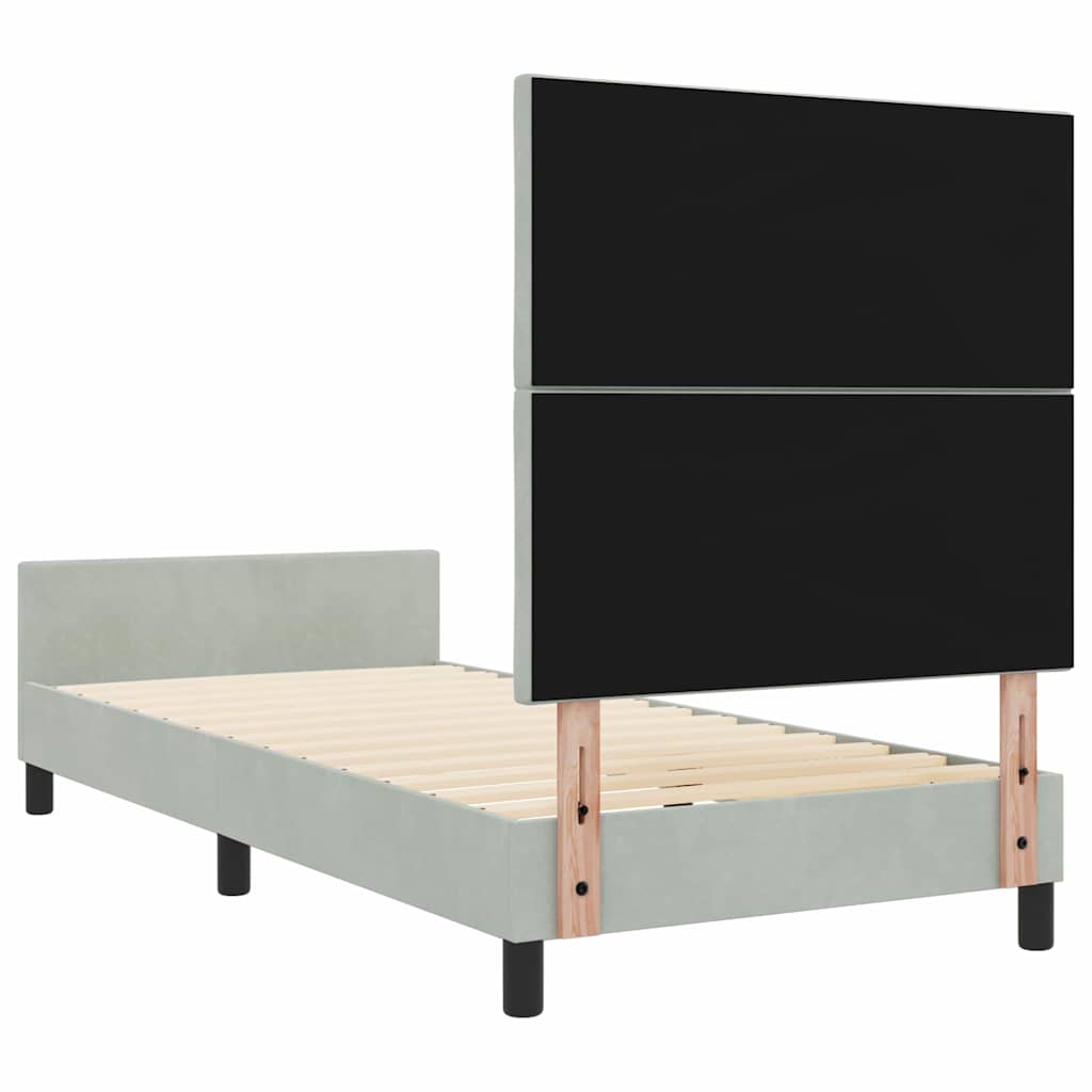 Box spring seng med hovedgærde Lysegrå 90 x 200 cm Fløjl