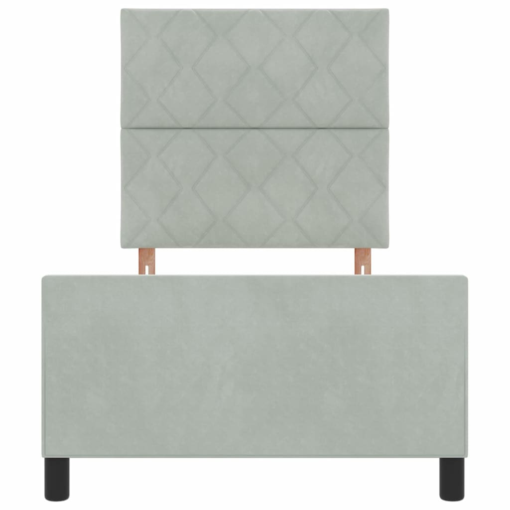 Box spring seng med hovedgærde Lysegrå 90 x 200 cm Fløjl