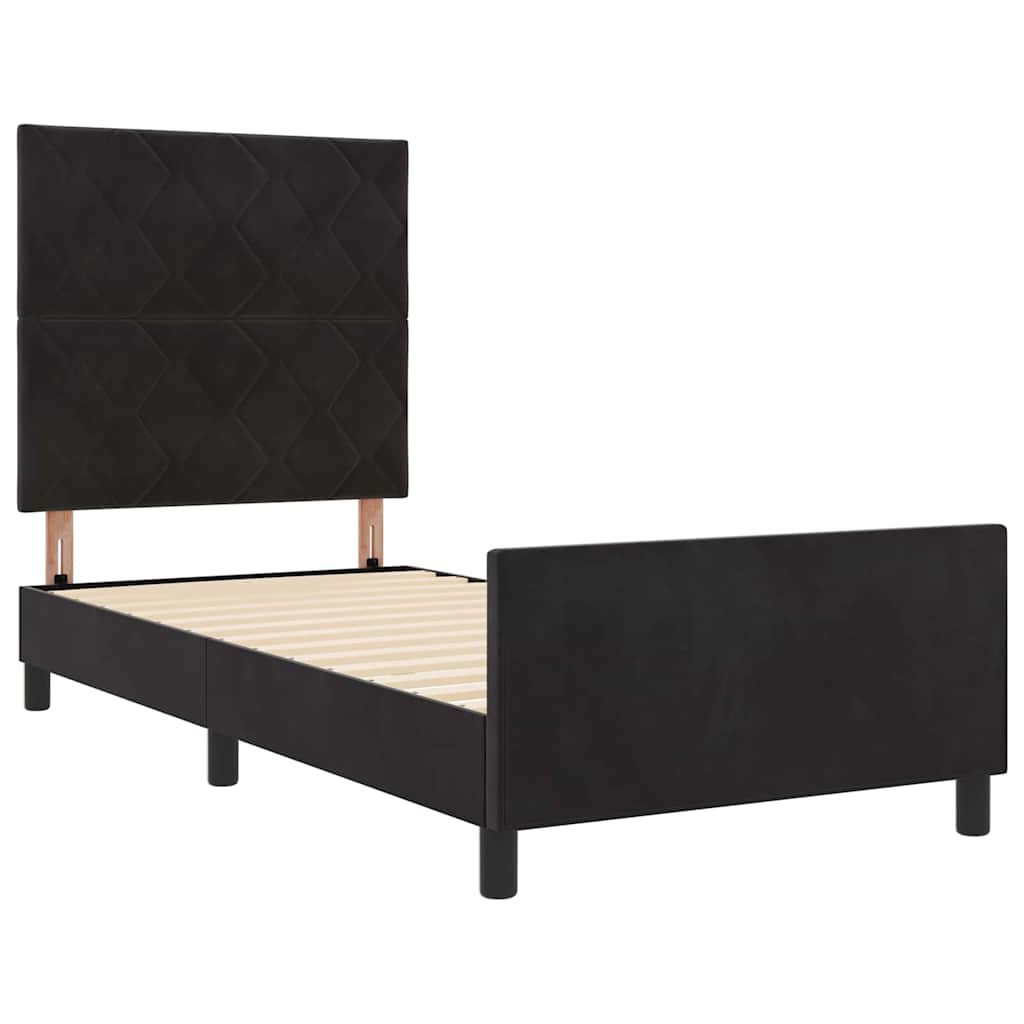 Box spring seng med hovedgærde Sort 90 x 200 cm Fløjl