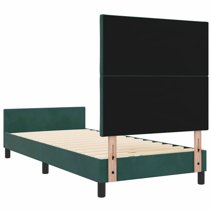 Box spring seng med hovedgærde Mørkegrøn 90 x 200 cm Fløjl