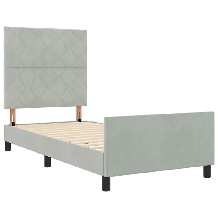 Box spring seng med hovedgærde Lysegrå 100 x 200 cm Fløjl