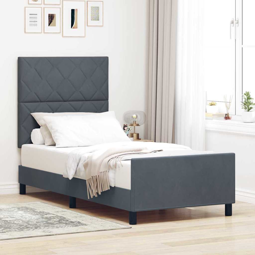 Box spring seng med hovedgærde Mørkegrå 100 x 200 cm Fløjl
