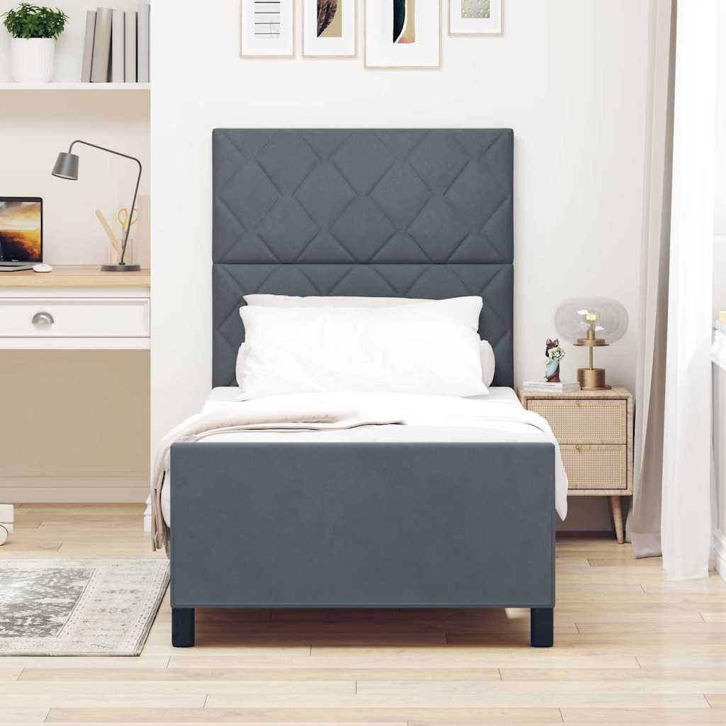Box spring seng med hovedgærde Mørkegrå 100 x 200 cm Fløjl